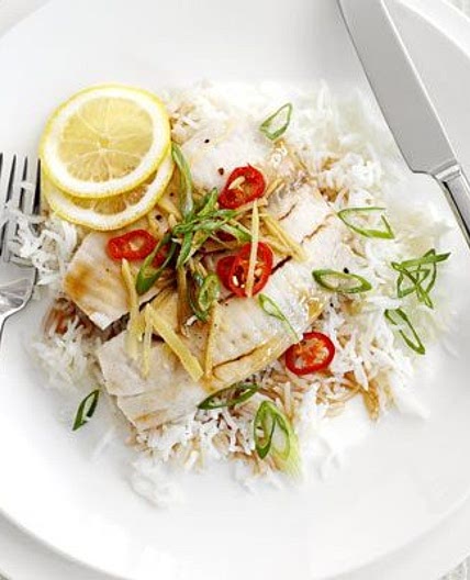 Steamed lemon tilapia with teriyaki sauce