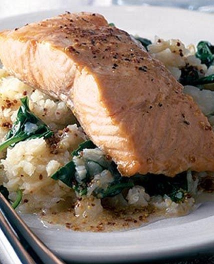 Salmon with mustardy celeriac mash