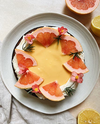 Miley’s Lemon Birthday Cake With Grapefruit Curd & Vanilla Mascarpone