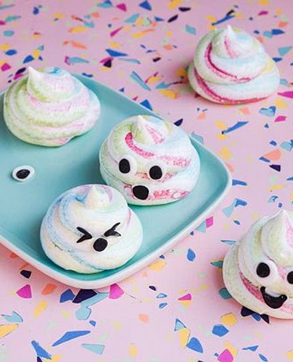 Unicorn poo meringues
