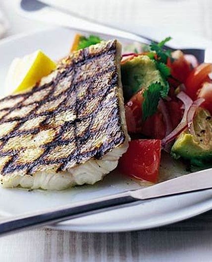 Grilled fish with chunky avocado salsa