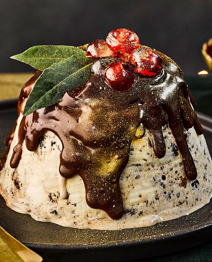 Christmas pudding ice cream bombe