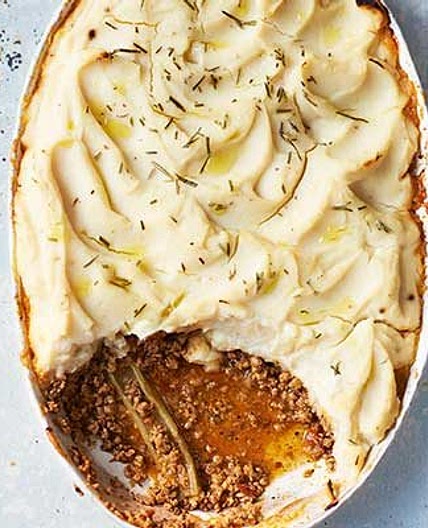 Braised pork cottage pie with celeriac topping