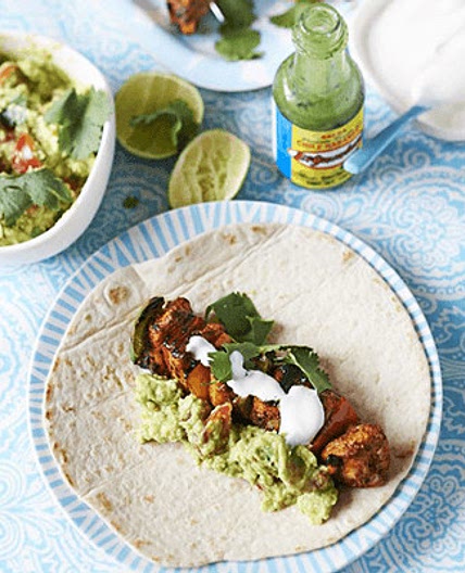 Barbecued chicken fajita skewers
