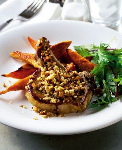 Oven pork chops with roasted potato wedges