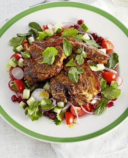 Sizzled masala lamb with chopped salad