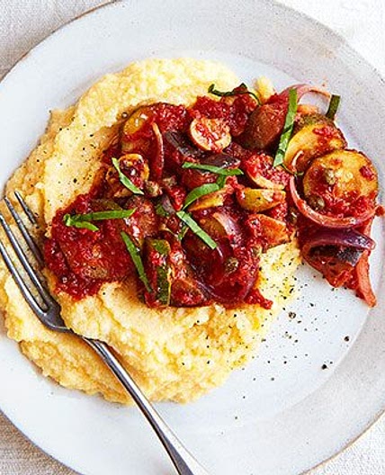 Caponata with cheesy polenta