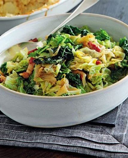 Cabbage with bacon & onions