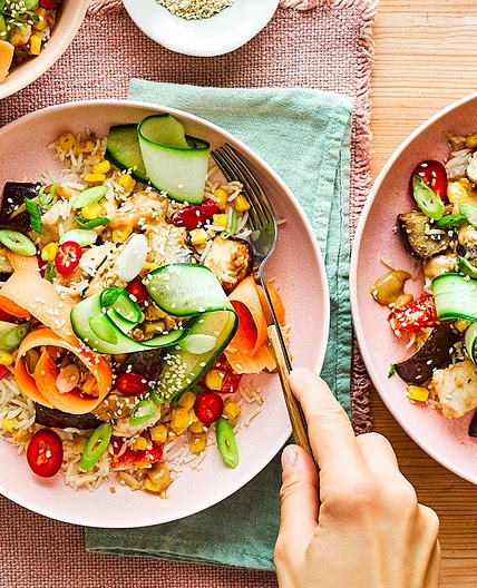 Peanut butter rainbow rice