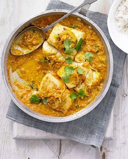 Fried fish & tomato curry