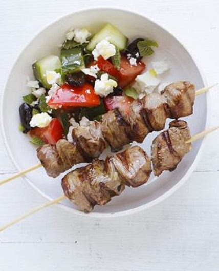 Lamb kebabs & Greek salad