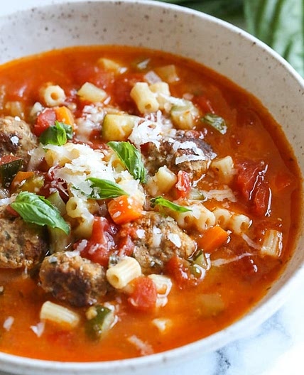 Instant Pot Turkey Meatball and Ditalini Soup