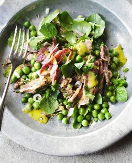 Pea, ham hock & watercress salad
