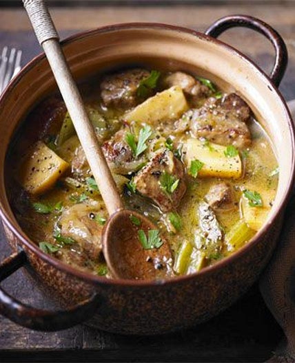 Slow-braised pork shoulder with cider & parsnips