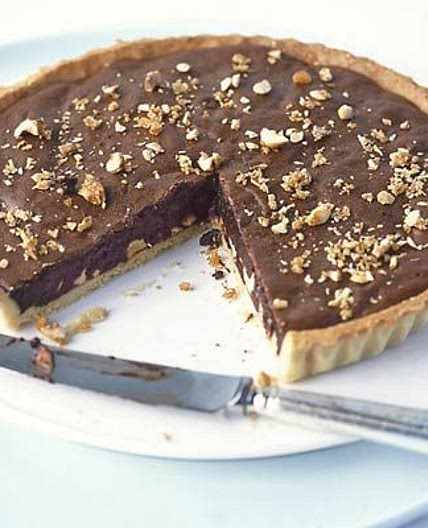 Chocolate & hazelnut praline tart