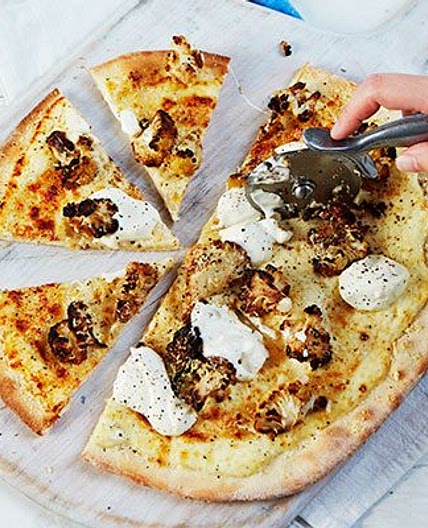 Roast cauliflower cheese pizza
