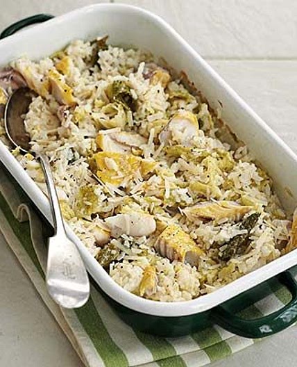 Baked haddock & cabbage risotto