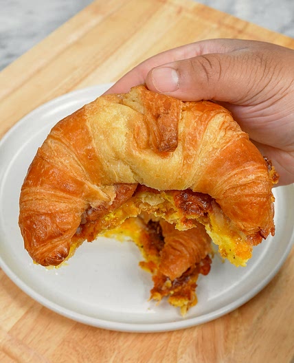 Air Fryer Croissant Breakfast Sandwiches