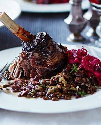 Salt-baked lamb shanks