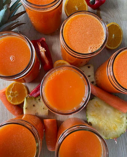 Pineapple orange carrot bell pepper juice