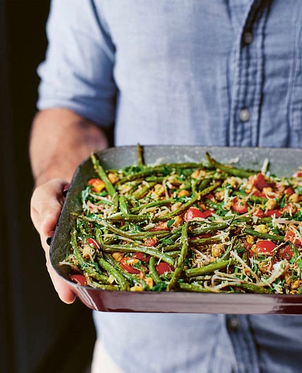 Roasted Masala Chickpeas with Green Bean Sambol