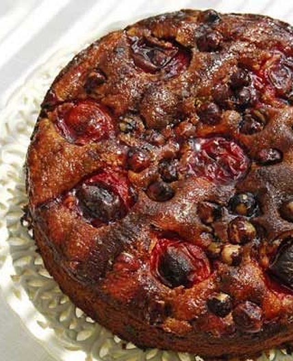 Plum, hazelnut & chocolate cake