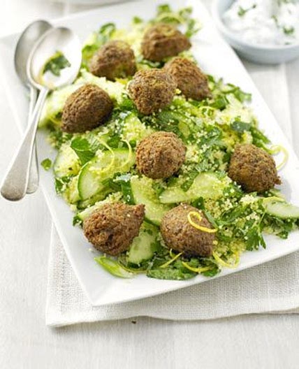 Falafel tabbouleh with lemon yogurt