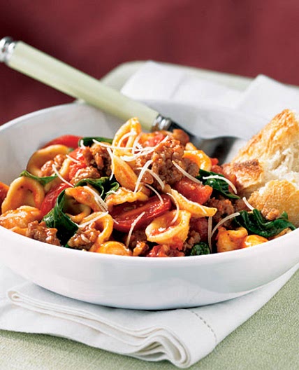 Orecchiette with Spinach, Sausage & Tomatoes