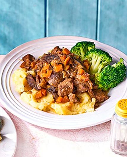 Balsamic beef stew with veggie mash