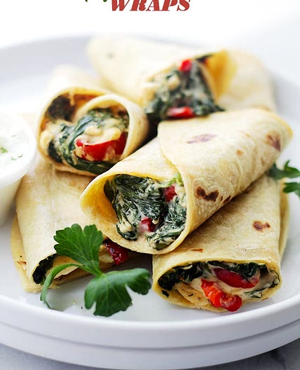 Creamy Spinach and Feta Cheese Tortilla Wraps