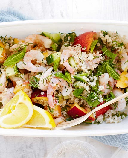 Barley couscous & prawn tabbouleh
