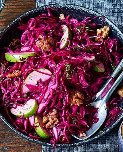Pickled red cabbage with walnuts & apple