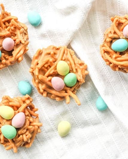No Bake Butterscotch and Peanut Butter Bird's Nest Cookies