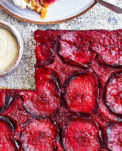 Plum upside-down cake