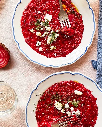 Beetroot risotto with feta
