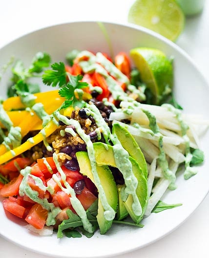 Vegan Burrito Bowl with Creamy (Vegan) Cilantro Sauce