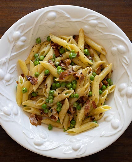 Penne Pasta, Peas and Bacon