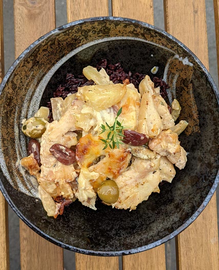 Hawaii chicken with black rice