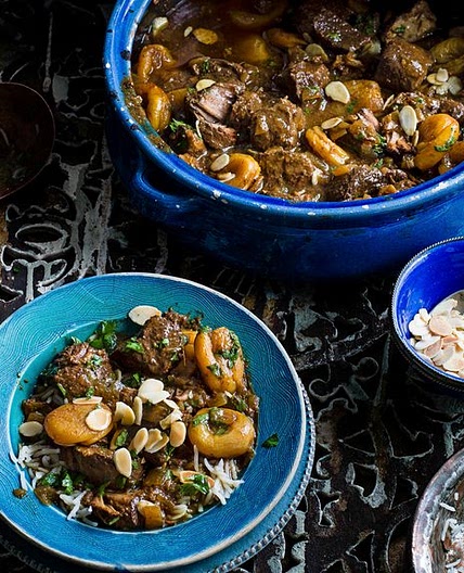 Slow-cooked pork, apricot and tamarind stew