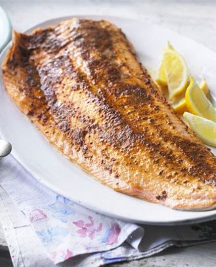 Spiced roast side of salmon