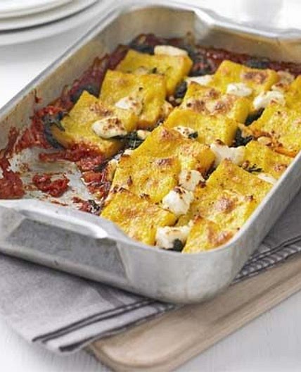Baked polenta with spinach & goat's cheese
