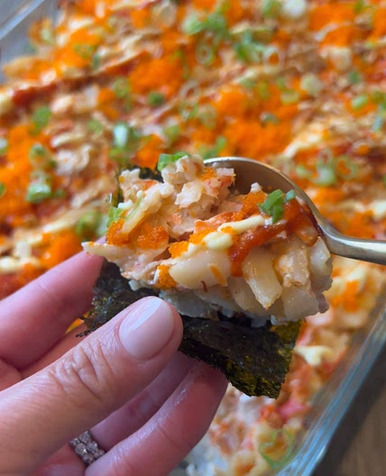 Seafood sushi bake 