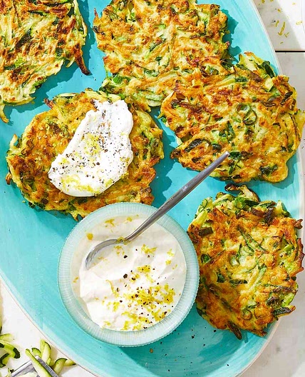 Zucchini Fritters with Lemony Sour Cream