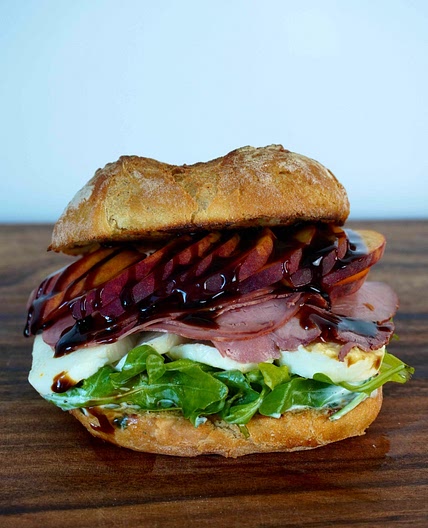 Pastrami peach sandwich