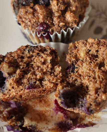 Bran Muffins with Banana and Blueberries