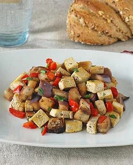 Salteado de tofu y berenjena