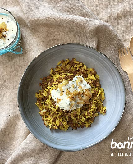 Riz aux lentilles façon Mujaddara libanais