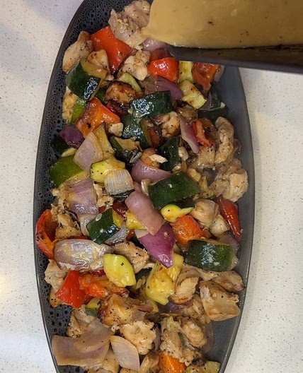 Air Fryer Honey Mustard Chicken and Vegetables