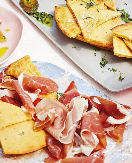 Silvia Colloca's chickpea flatbread with prosciutto