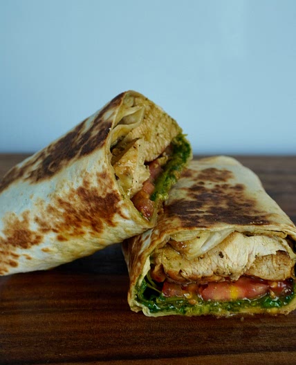 Chicken pesto burrito